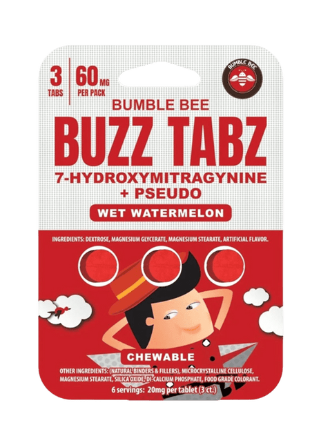Bumble Bee Buzz Tabz Chewable (3ct / 7ct) - Wet Watermelon | 7-OH + Pseudo Extract