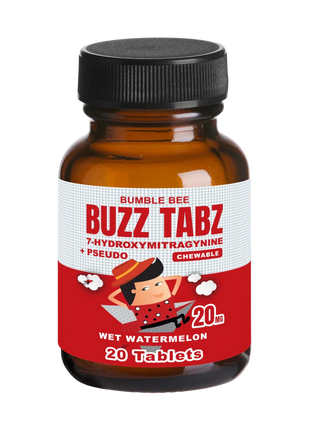 Bumble Bee Buzz Tabz Sandía (Frasco de 20 unidades) - 20 mg de 7-OH + Pseudo Masticables 