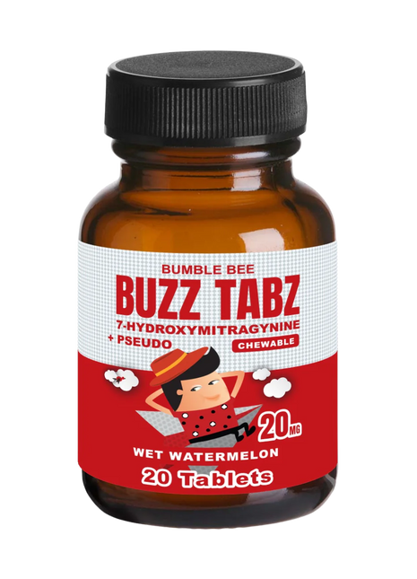 Bumble Bee Buzz Tabz Watermelon (20ct Jar) - 20mg 7-OH + Pseudo Chewables