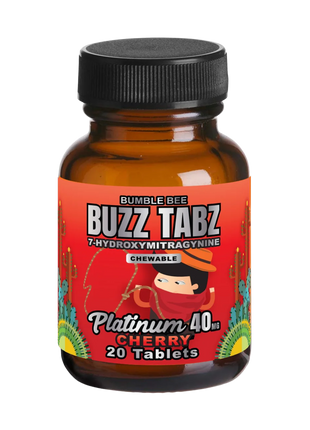 बम्बल बी बज़ टैब्स प्लैटिनम (चेरी) - 40 मिलीग्राम 7-ओएच चबाने योग्य गोलियाँ 