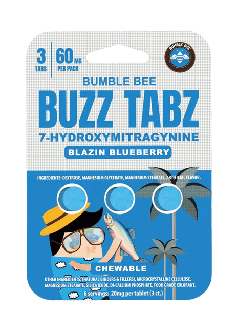 Bumble Bee Buzz Tabz 7-OH Tablets (3ct / 7ct) - Blazin Blueberry | 20mg Per Tab