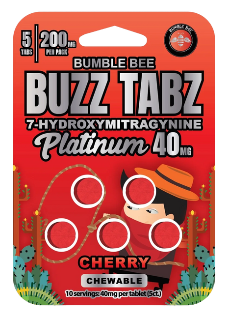 Bumble Bee Buzz Tabz Platinum (Cherry) - 40mg 7-OH Chewables