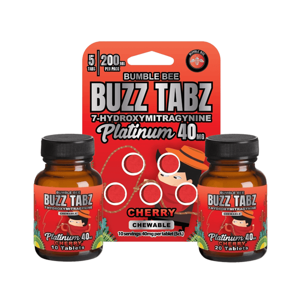 Bumble Bee Buzz Tabz Platinum (Cherry) - 40mg 7-OH Chewables