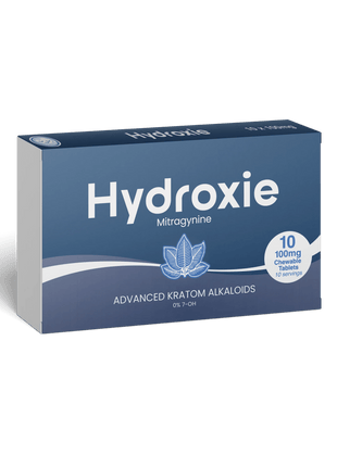 Hydroxie kratom product packaging on a transparent background