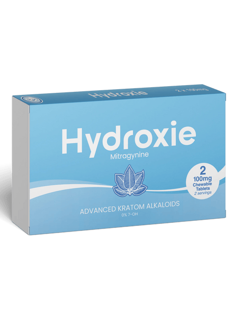 Box of Hydroxie Advanced Kratom Alkaloids on a green background