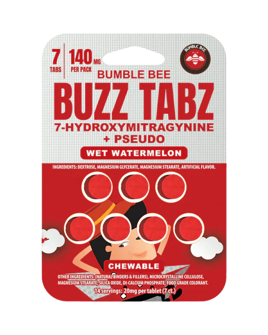 bumble bee buzz tabz chewable (3ct / 7ct) wet watermelon | 7 oh + pseudo extract bumble bee buzz tabz chewable (3ct / 7ct) wet watermelon | 7 oh + pseudo extract