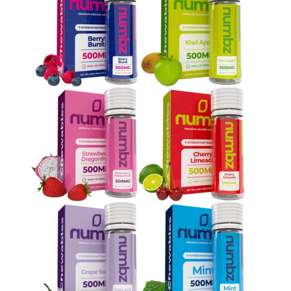 numbz fruit flavored 7oh kratom chewable tablets 500mg (10 count)