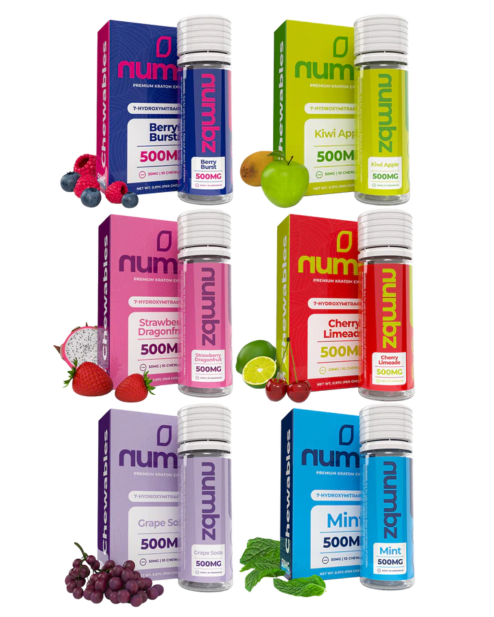 numbz fruit flavored 7oh kratom chewable tablets 500mg (10 count) numbz fruit flavored 7oh kratom chewable tablets 500mg (10 count)